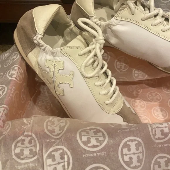 Tory Burch Cream and Tan Sneakers - Picture 2 of 6